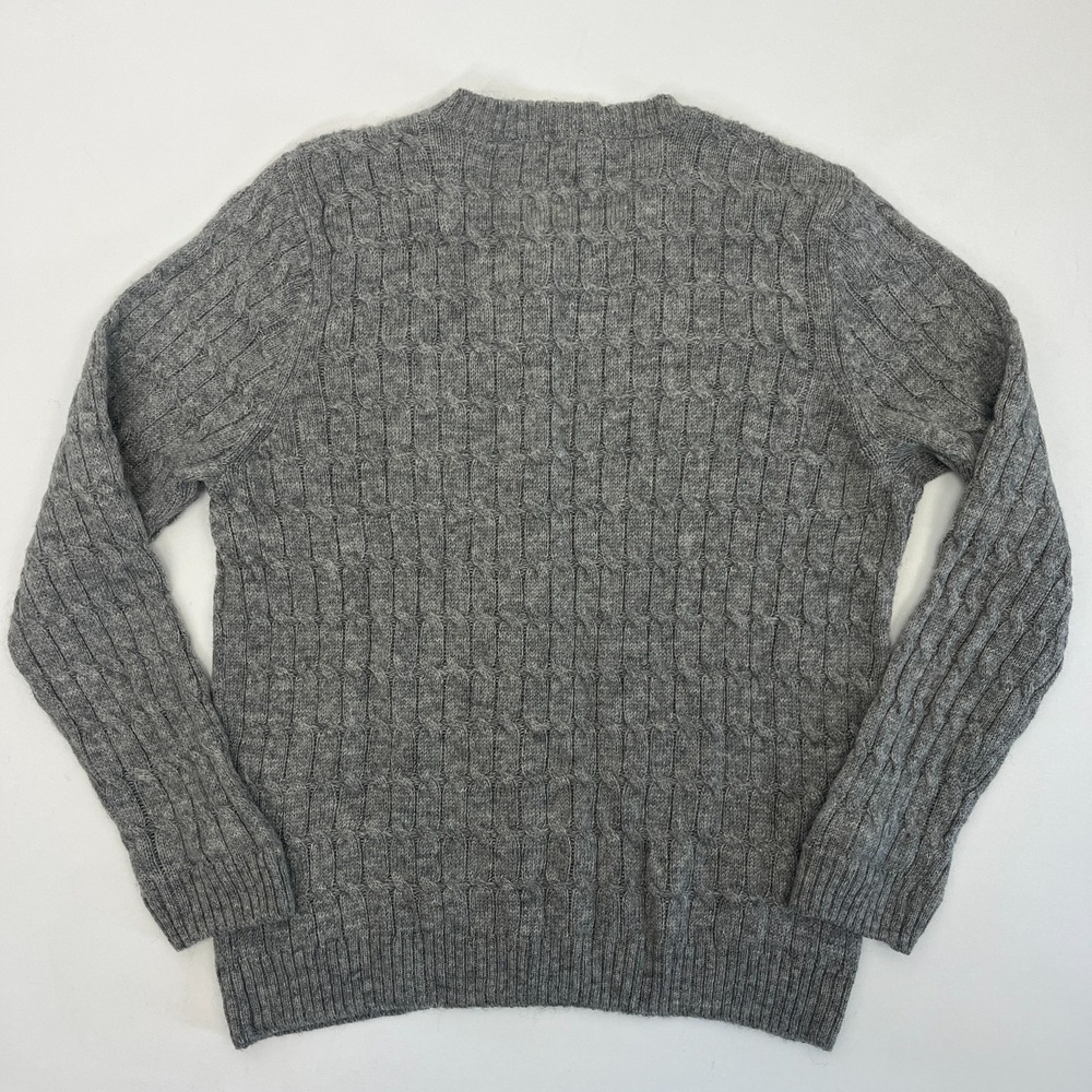Norm Thompson 100% Wool Cardigan Cable Knit Button Front Sweater Fisherman XLP - Picture 5 of 10